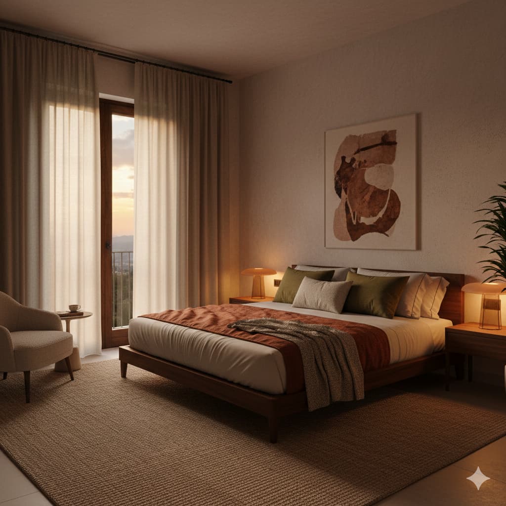 Camera d'albergo moderna e curata